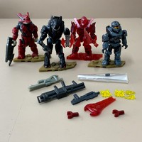 4pcs Mega Construx Infinite Spartan Banished Phantom Transluscent Esharum Brute Captain Griffin Jega Rdomnai Figures w/ Sword