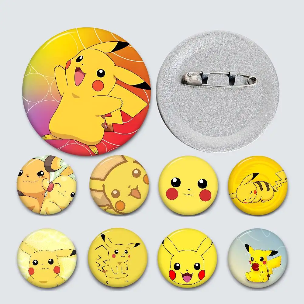 Cute P-Pokemon P-Pikachu Creative Tinplate Soft Button Pins Animal Icon Brooch Lapel Backpack Badge Accessories Pin