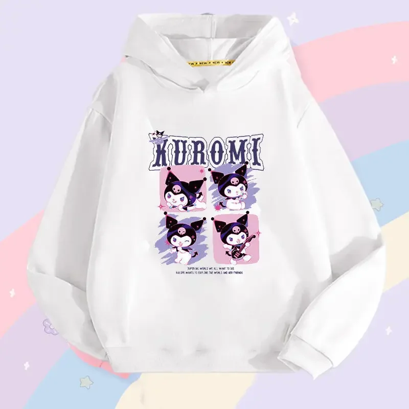 Sanrio Kawaii Hello Kitty Meisjes Sweatshirts met capuchon My Melody Kuromi Anime Cartoon Prachtige huidvriendelijke jassen met lange mouwen