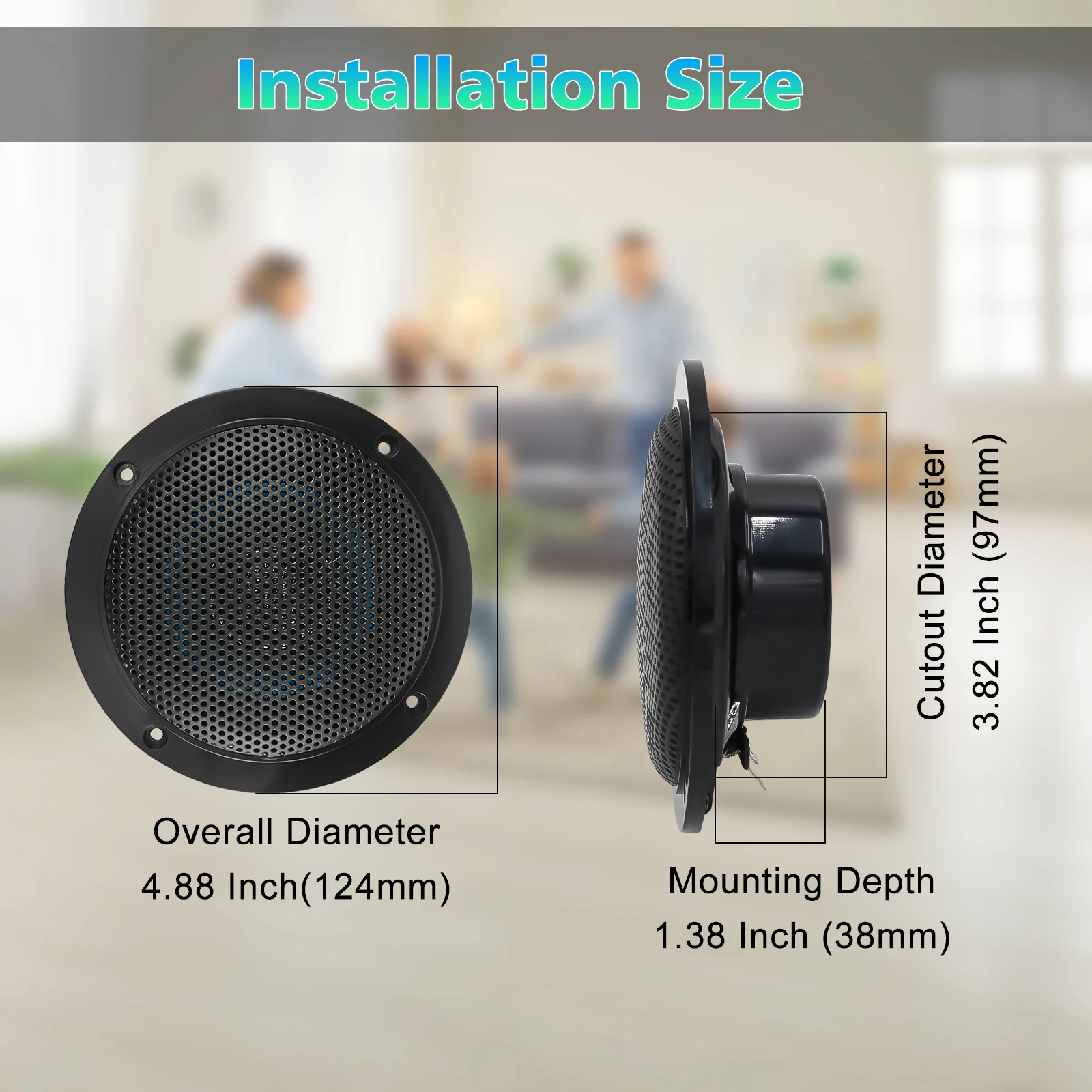 STUDIOFINIX 2 قطعة مكبرات صوت بخاصية البلوتوث مقاس 4 بوصات مقاومة للماء - مجموعة سماعات بحرية بقدرة 160 وات للحمام والمطبخ والمنزل والتخييم في الهواء الطلق