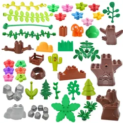 Bloques grandes de la serie de plantas del bosque, flores, hierba, árbol, adorno al aire libre, vista de la calle, accesorios, escenas compatibles, juguetes, ladrillos para niños