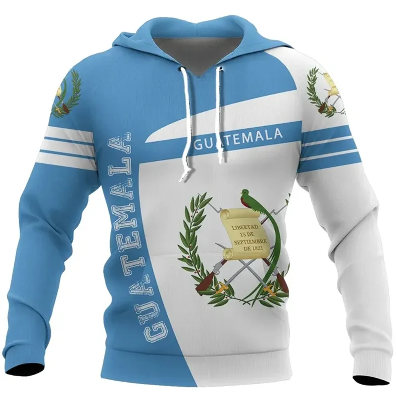 3D The Republic-of Guatemala Map Flag Print Hoodies Guatemala National IndependenceDay Graphic Hooded Sweatshirts Mens Pullovers