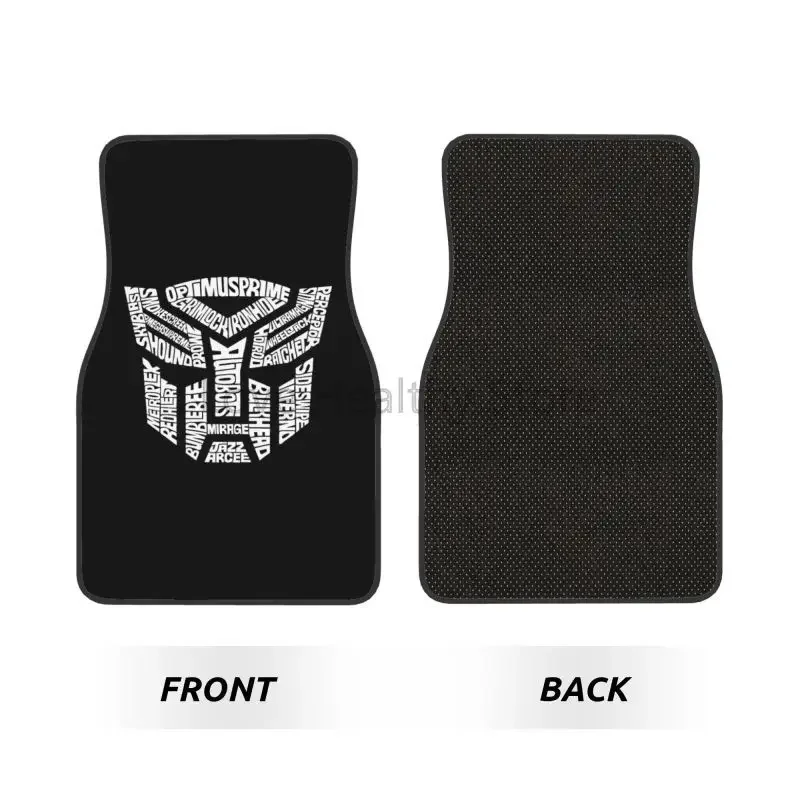 White Transformer Autobots Film Car Floor Mats Set of 4 Pcs Car Front and Rear Rubber Backing Carpets Foot Mats Decor Universal