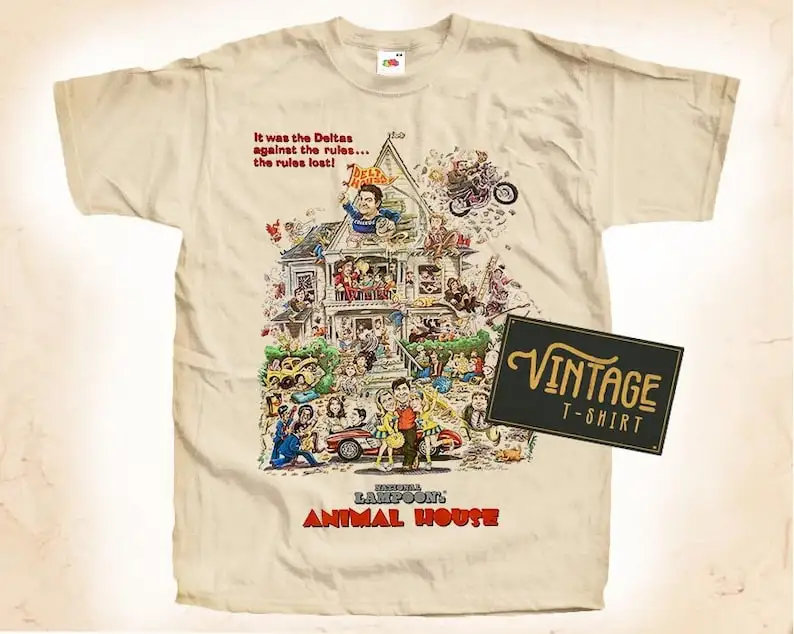 Animal House V2 T shirt Tee Natural Vintage 100% Cotton Movie Poster All Sizes