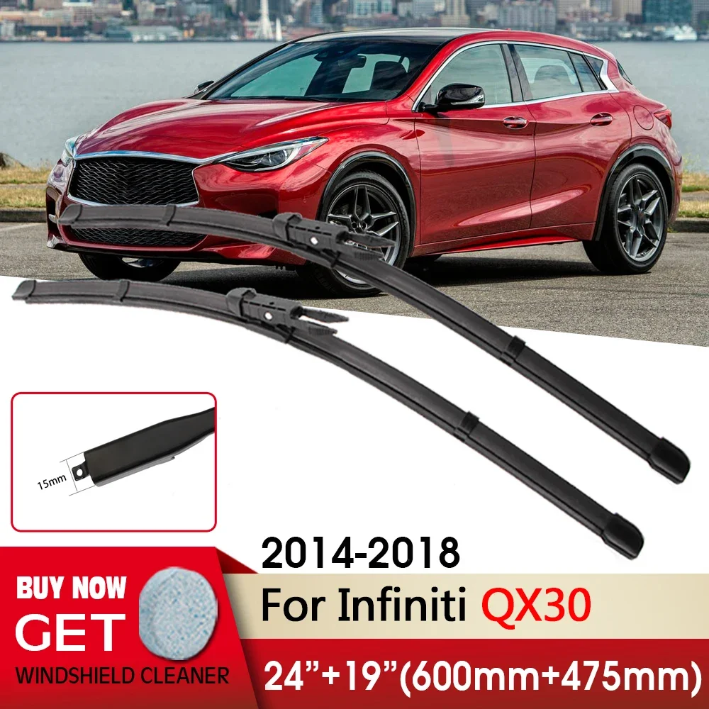 

Car Wiper RHD & LHD Front Wiper Blade 24"+19" For Infiniti QX30 2014-2018 Fit Pinch Tab Arm Windscreen Wipers Auto Accessories