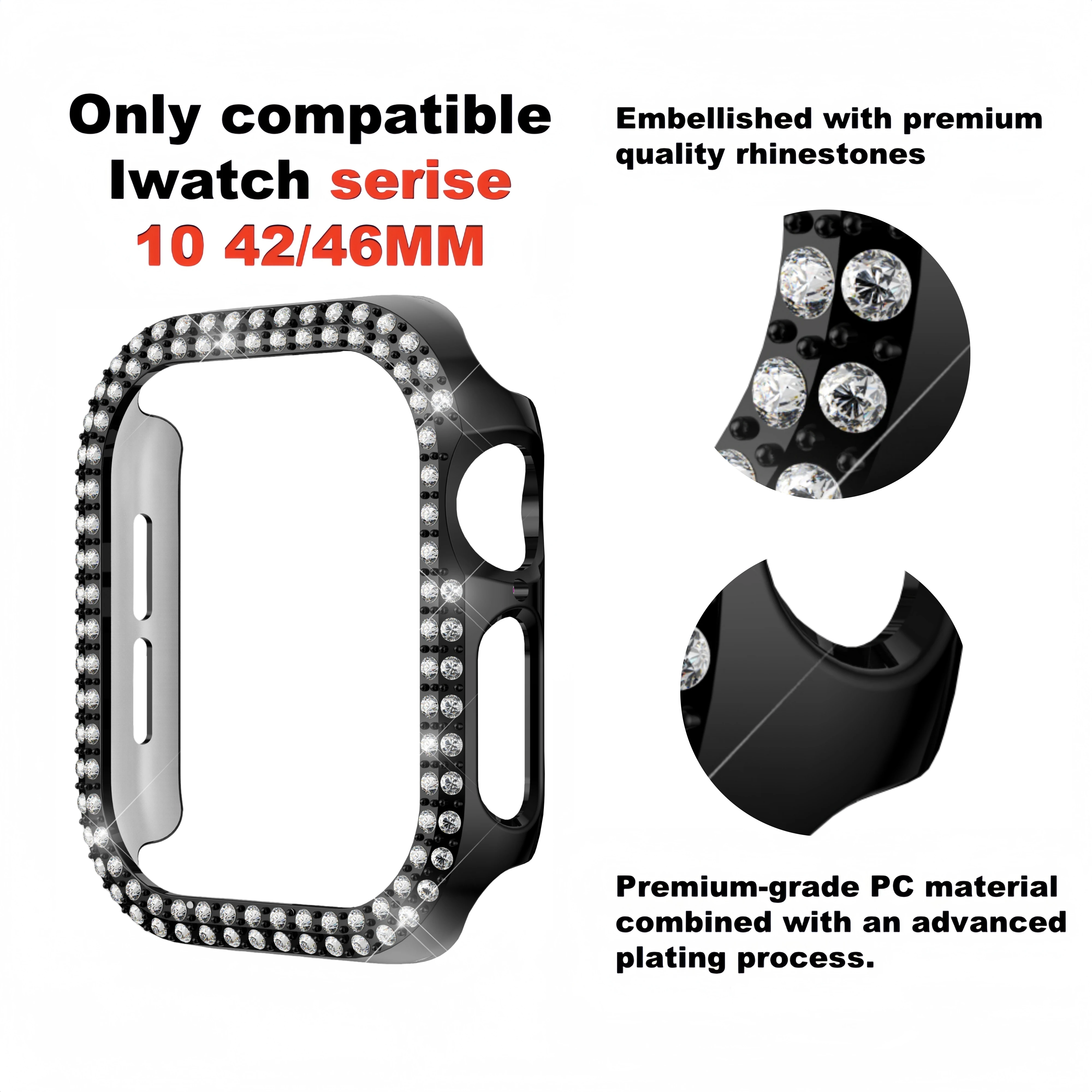 5 Pack Diamond Cover For Apple Watch case 42MM 46MM Electroplate Bling Bumper Protector Compatible With iWatch Series 10 Case