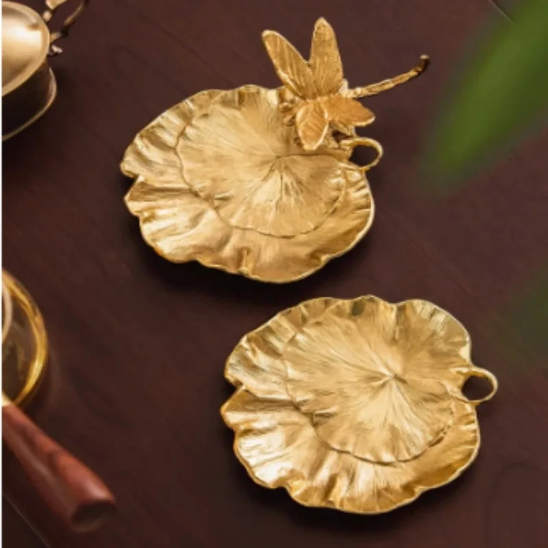 Vintage Brass Serving Tray Decorative Nordic Gold Fruit Plate Living Room Luxury Home Decor Organizer Storage Tray