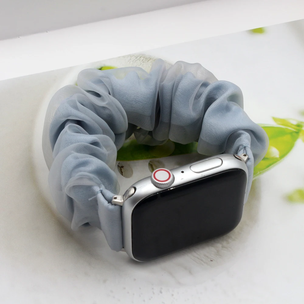 الأزرق 42 مللي متر iWatch 10 Scrunchies شريط مرن لساعة أبل الفرقة سلسلة 9 8 7 6 5 4 3 سوار مطاطا حزام الساعات 41 مللي متر 38 مللي متر 46 مللي متر
