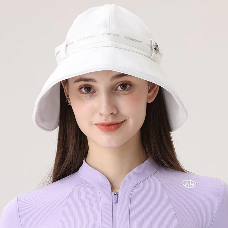 Azureway Golf Hat Women Sun Visor Summer Korean Caps with Top Large Brim Fisherman Hats Ladies Sunshade Headcover