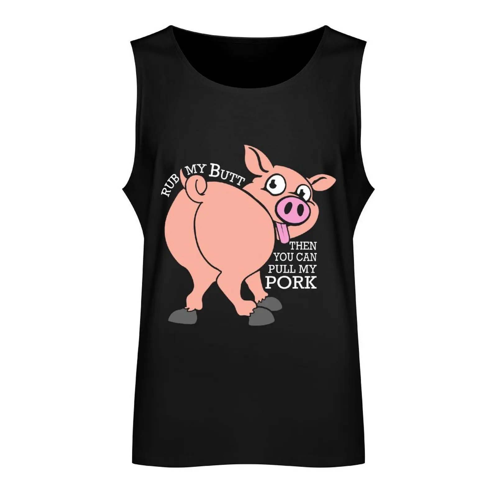 Funny and Naughty Pig Pull Pork Tank Top male top Men's summer t-shirt t-shirts man clothing men