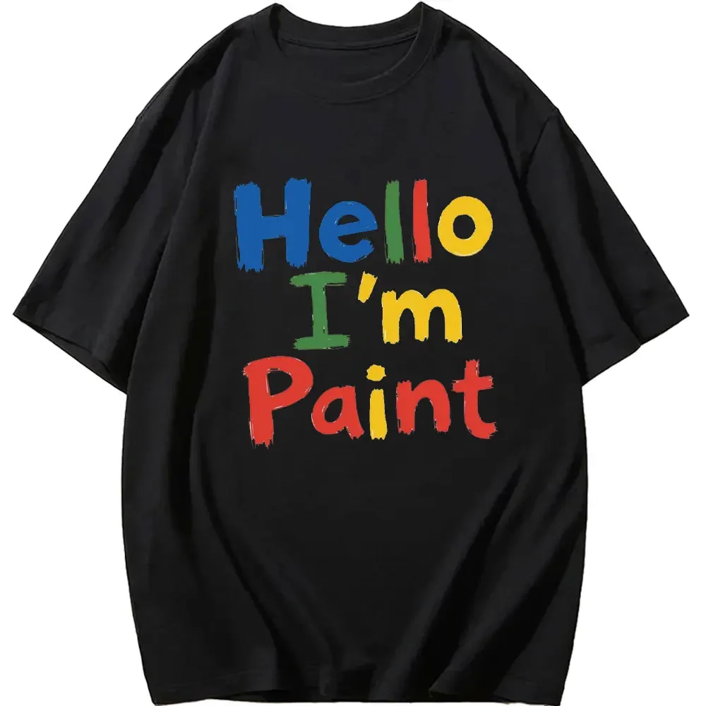 I Love To Finger Paint, Hello I'm Paint Cute Couple Valentine Design Shirt Funny Artist Graphic T Shirts Summer Cotton Clothing