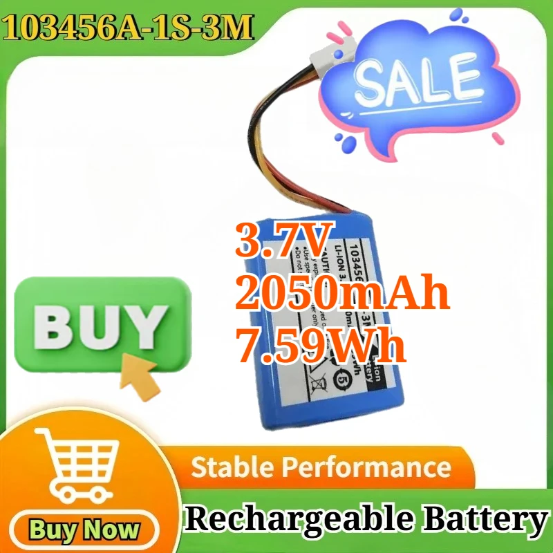 

New 103456A-1S-3M 3.7V 2050mAh 7.59Wh for Portable Electronic Products Accessories Rechargeable Lithium Battery Pack 3-wire Plug