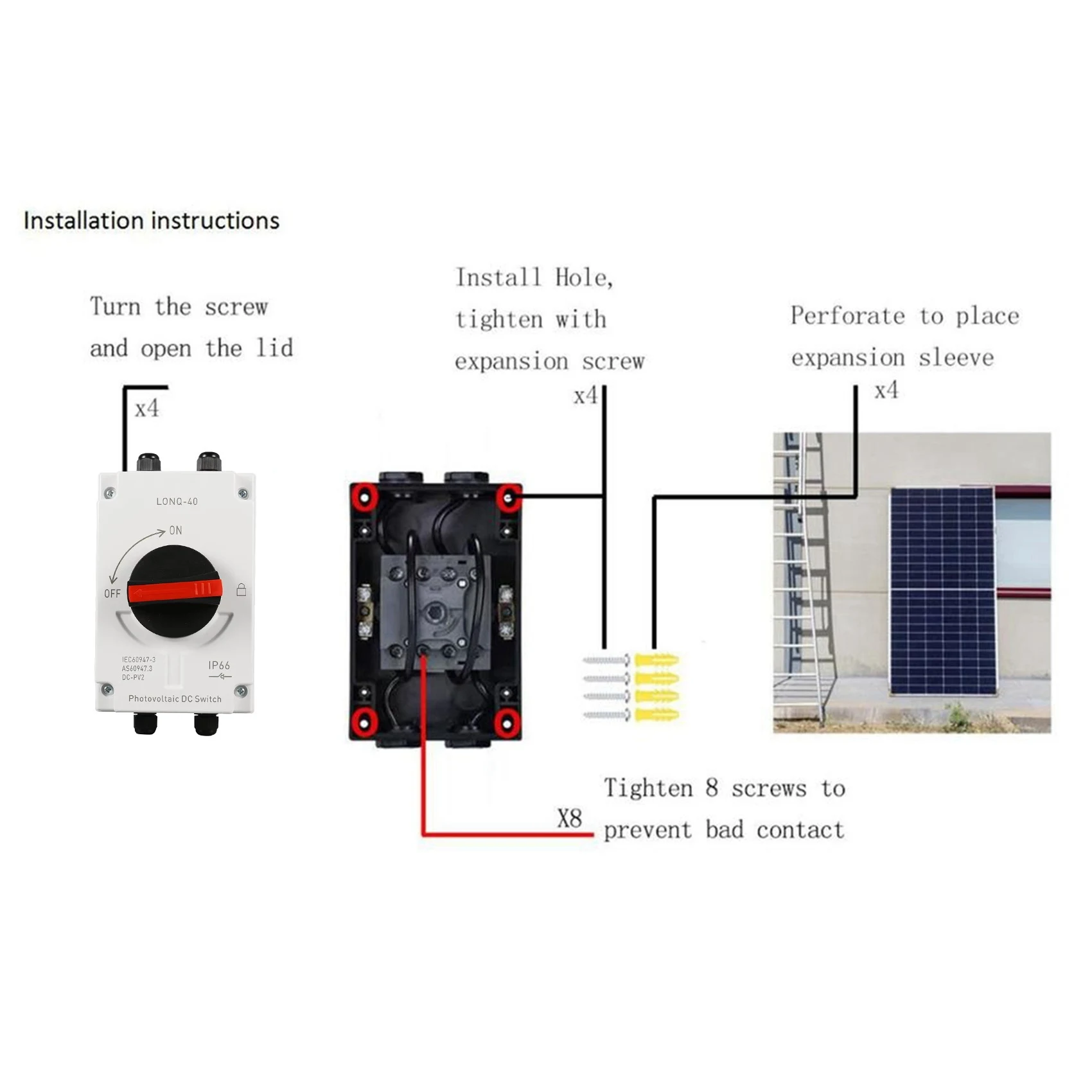 B16C-32A 4P PV разъединитель + разъем + гаечный ключ DC1200V GF40 Открытый IP66 Водонепроницаемый переключатель-переключатель Поворотный переключатель