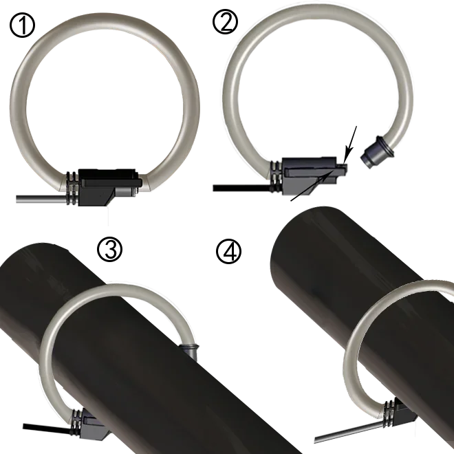 D-SRC sensor arus tegangan tinggi 36kV koil Rogowski Transformer Toroidal Probe fleksibel