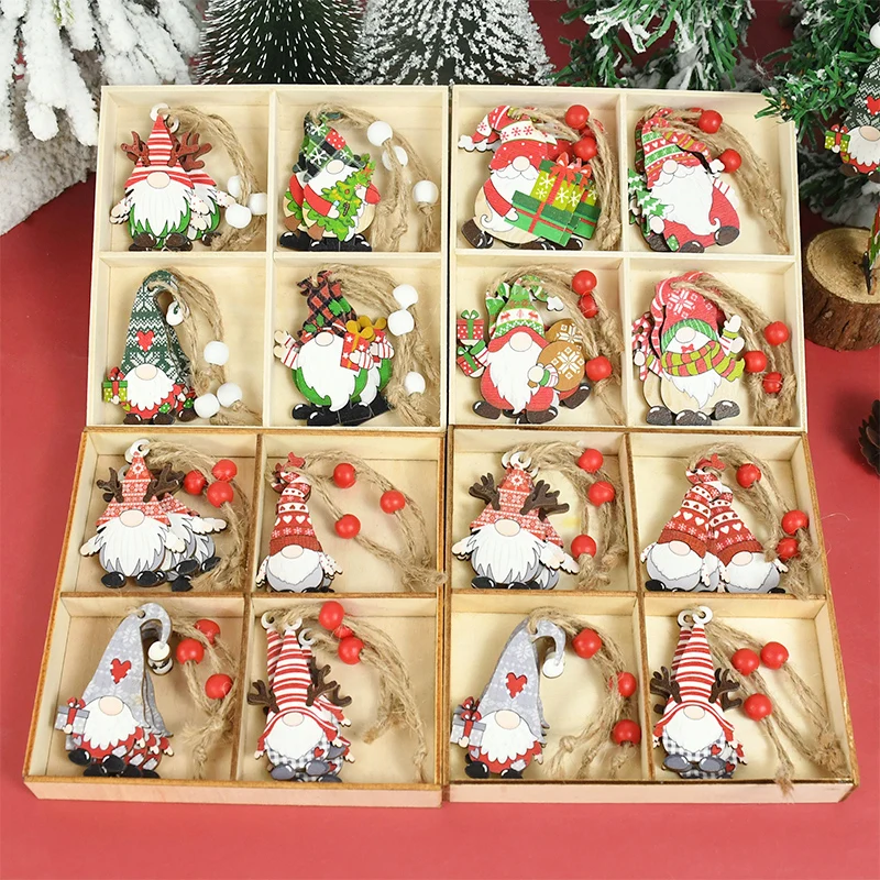 

1Set Chrsitmas Gnomes Wooden Pendants Christmas Decorations Home Xmas Tree Ornaments 2023 Navidad Noel New Year Party Gift Decor