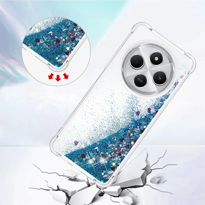 For Xiaomi Redmi 14C Case on For Funda Xiaomi Redmi 14C Cover Glitter Dynamic Liquid Case For Xiomi Redmi14C Phone Cases Coque