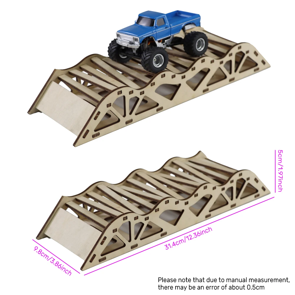 ชุดอุปสรรคสะพานไม้ RC 4 ชิ้น, ชุดจำลองทางลาดชันสำหรับรถบังคับวิทยุขนาด 1/36 อุปกรณ์เสริมสำหรับรถบังคับวิทยุ