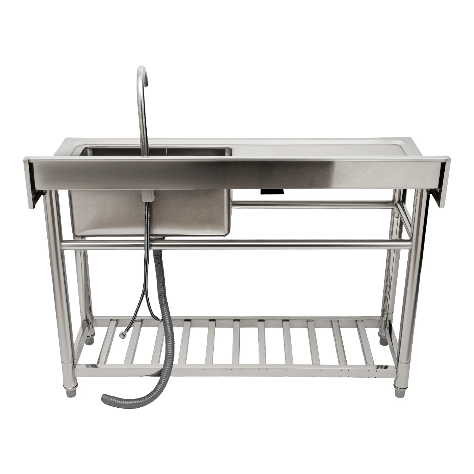 Stainless Steel Sink with Large Bowl, 330.69 lbs Load Capacity, Bottom Shelf for Storage, Towel Bars, and Modern Design for Kitc