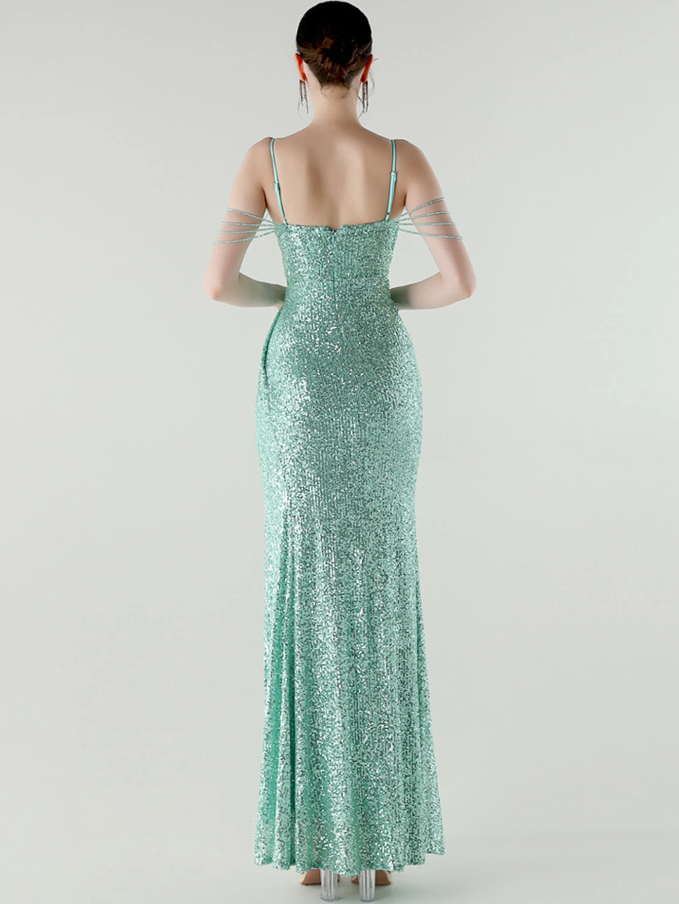 섹시한 백 레이스 슬립 화이트 스팽글 여름 드레스 여성 우아한 저녁 파티 드레스 여성 럭셔리 칵테일 댄스 파티 긴 드레스 vestido