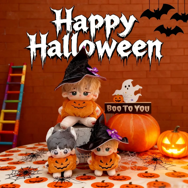

10/15/20cm For Labubu Doll Clothes Pumpkin Jumpsuit Halloween Hat Original Cotton Doll Clothes Dress Up Costume Suit Gift Toys