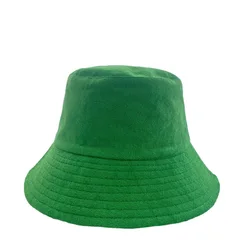 Simple Terry Cloth Towel Bucket Hat Spring Autumn Outdoor Panama Sun Fisherman Hat Unisex Candy Pure Color Fashion Cap