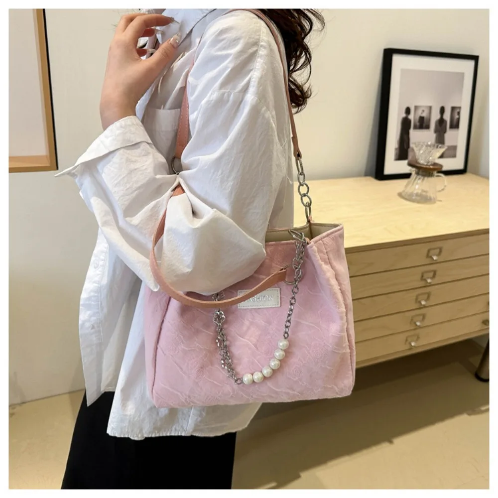 Fashion Korean Pearl Handbag Temperament Popular Messenger Bag Trendy High Capacity Cosmetic Bag Women