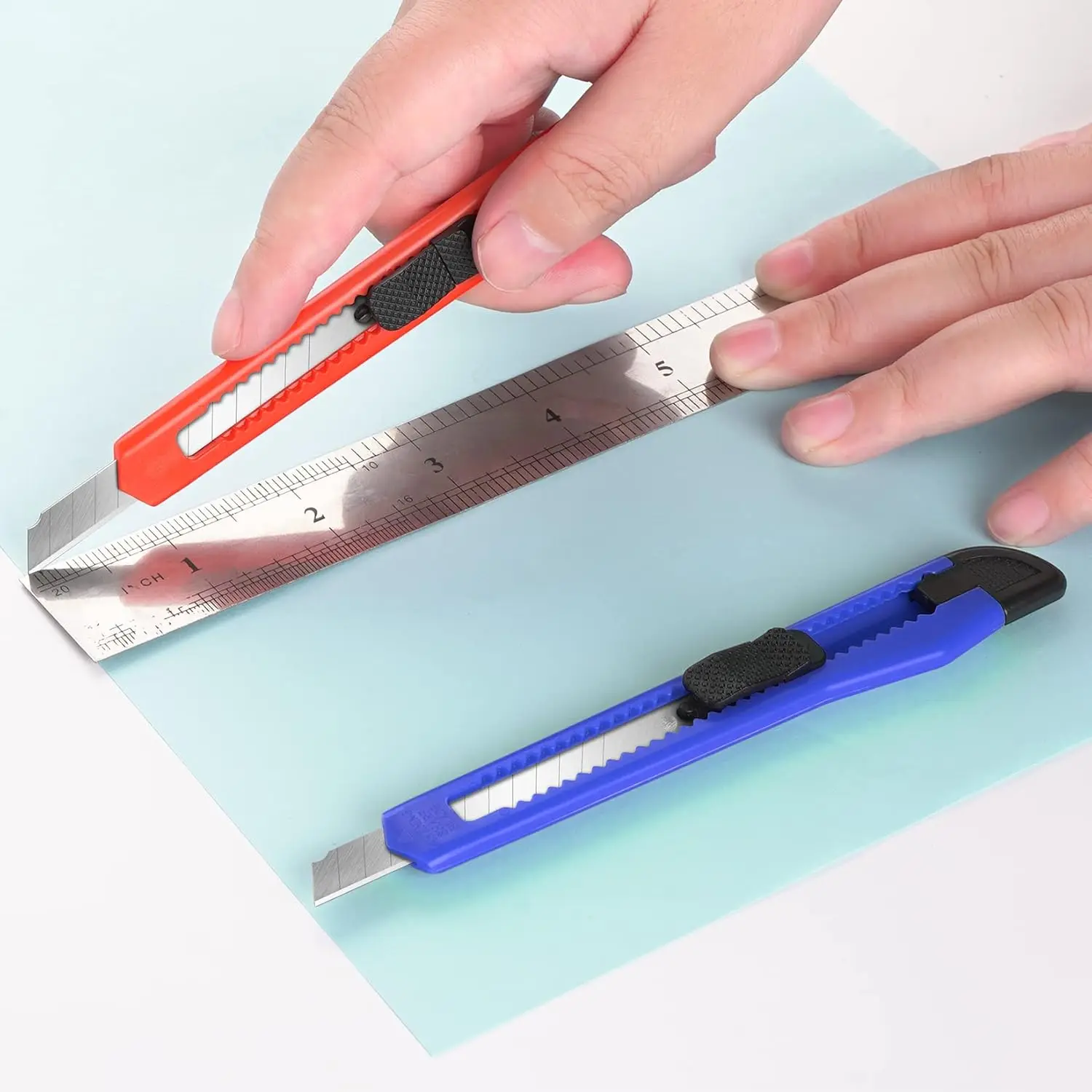 24 Box Cutter (9mm Wide Blade Cutter) Multi-Purpose Knife Box Cutter, Retractable, Compact Size for Long Time Use, Arts & Crafts