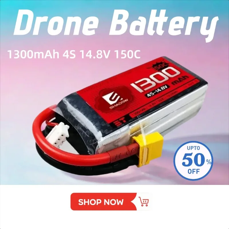 

1300mAh 4S 14.8V 150C XT60 LiPo Battery for RC Helicopter Quadcopter FPV Racing Drone Rechargeable Battery