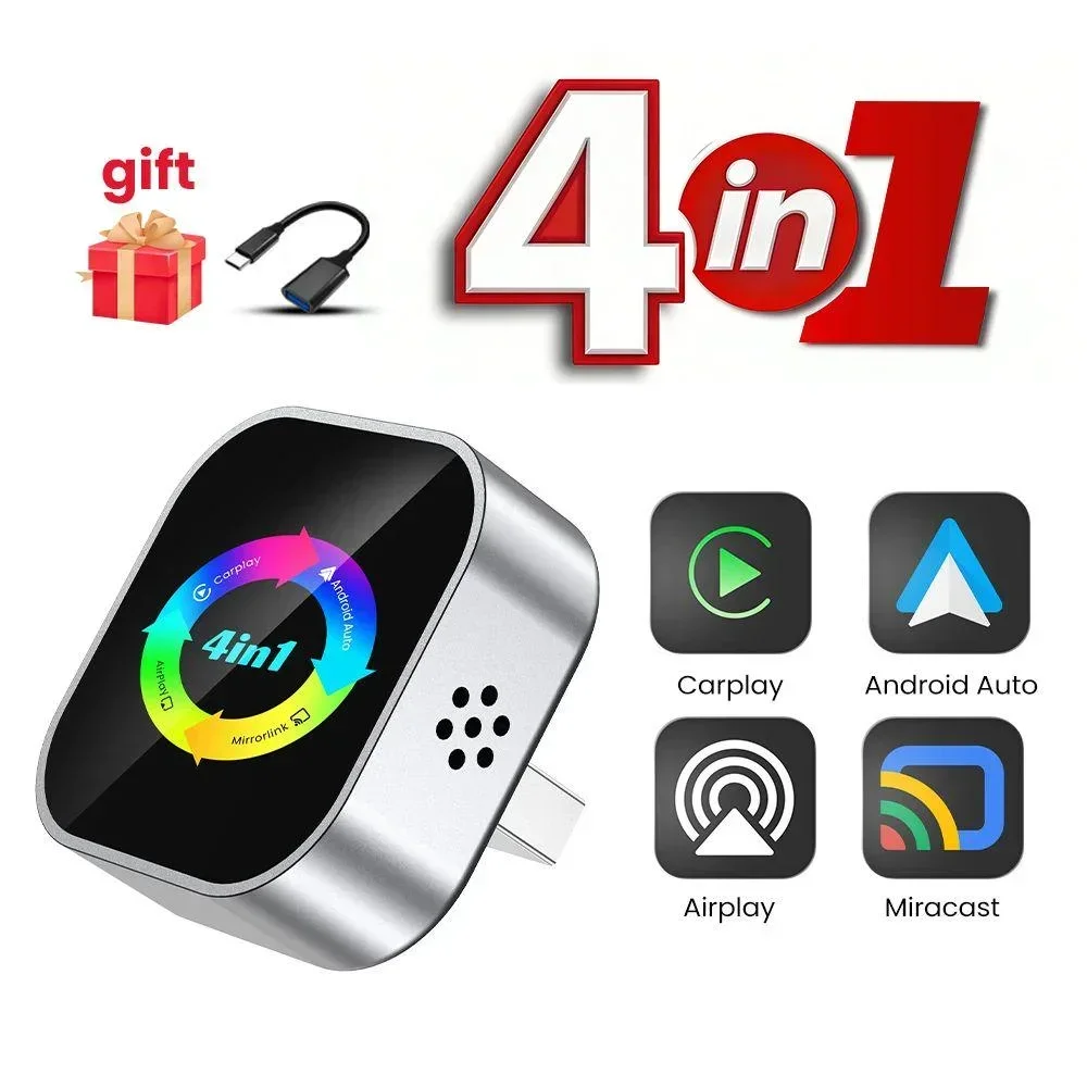 2026 Neuer 4-in-1 Kabelloser Auto-Carplay Airplay Mirror Link Android Auto Connect Kabelloser Carplay-Adapter für Apple und Android – Detail 3
