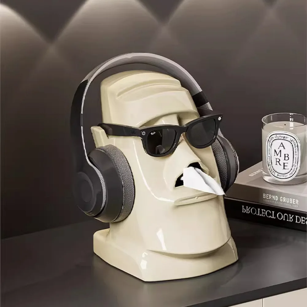 Modern Creative Statue Tissue Holder Spring Loaded Napkin Dispenser Desktop Organizer Elegant Decor For Home Use