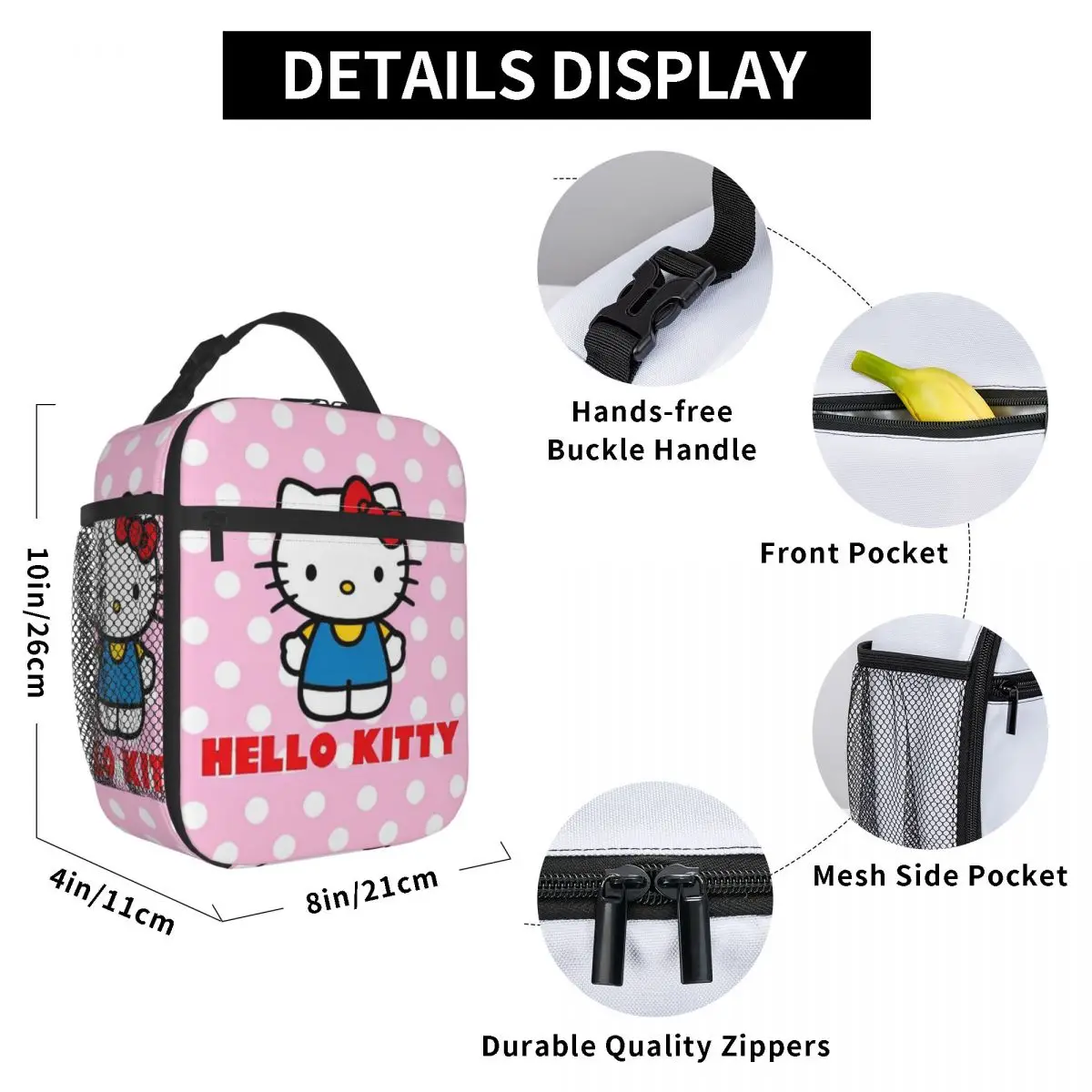 Boîte à lunch rose Hello Kitty Cats, accessoires de dessin animé, boîte de rangement des aliments, refroidisseur thermique multifonction, boîte à bento pour l'école