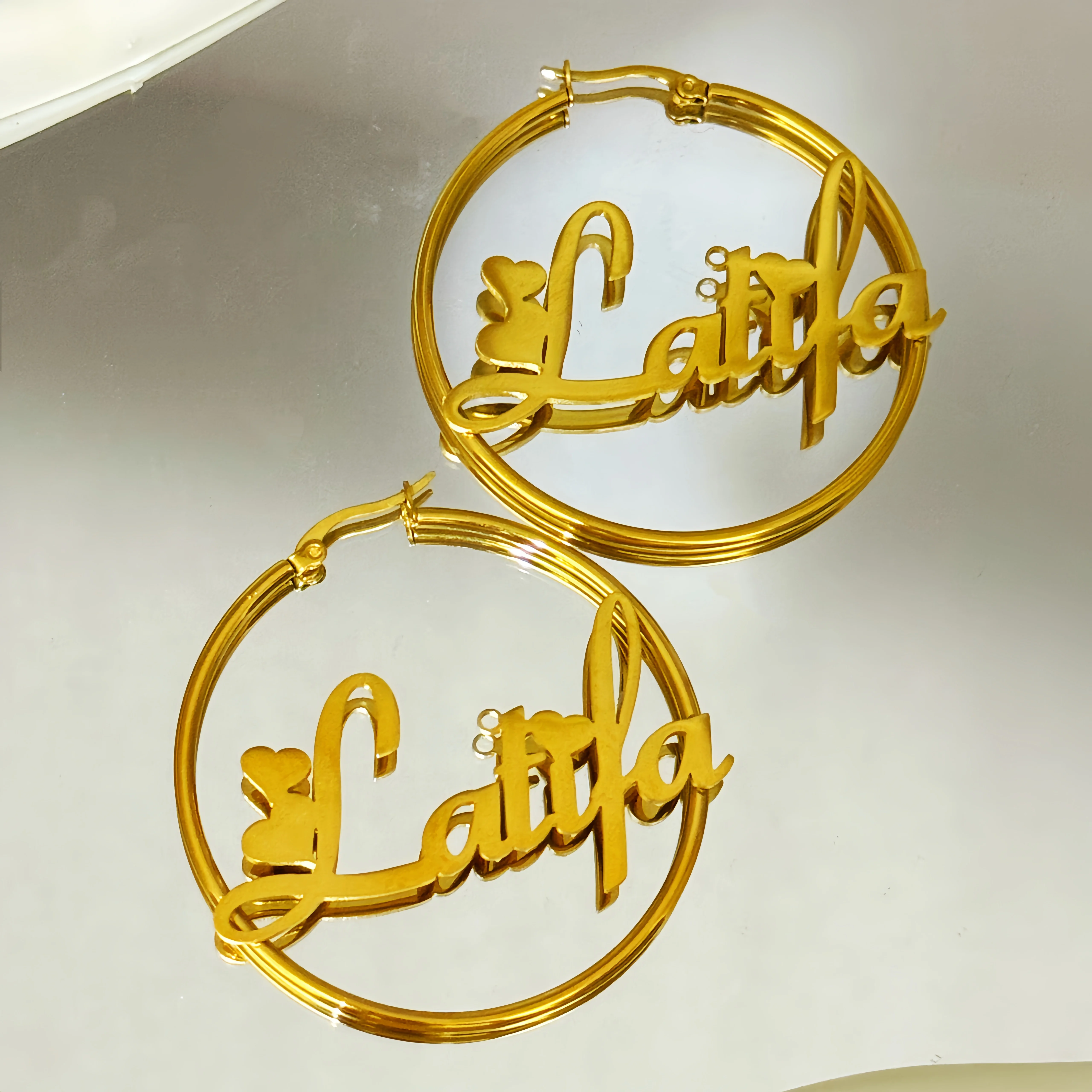 

Custom Personalized Name Hollow Women Earrings Fashion Stainless Steel Customized Jewelry Unique Earrings Couple Birthday Gifts