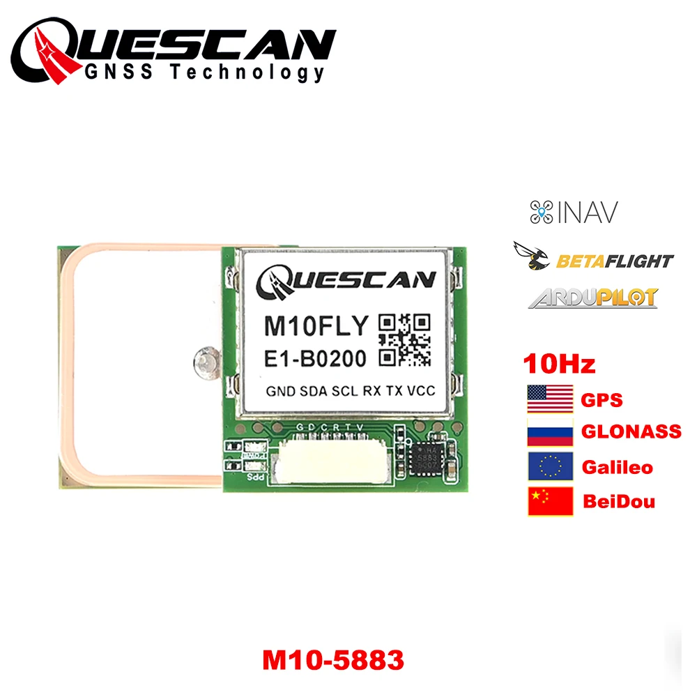 

QUESCAN M10FLY UBX-M10050-KB M10 Модуль GNSS GPS Galileo ГЛОНАСС BeiDou QZSS SBAS Приемник 1-25 Гц Встроенная флэш-память