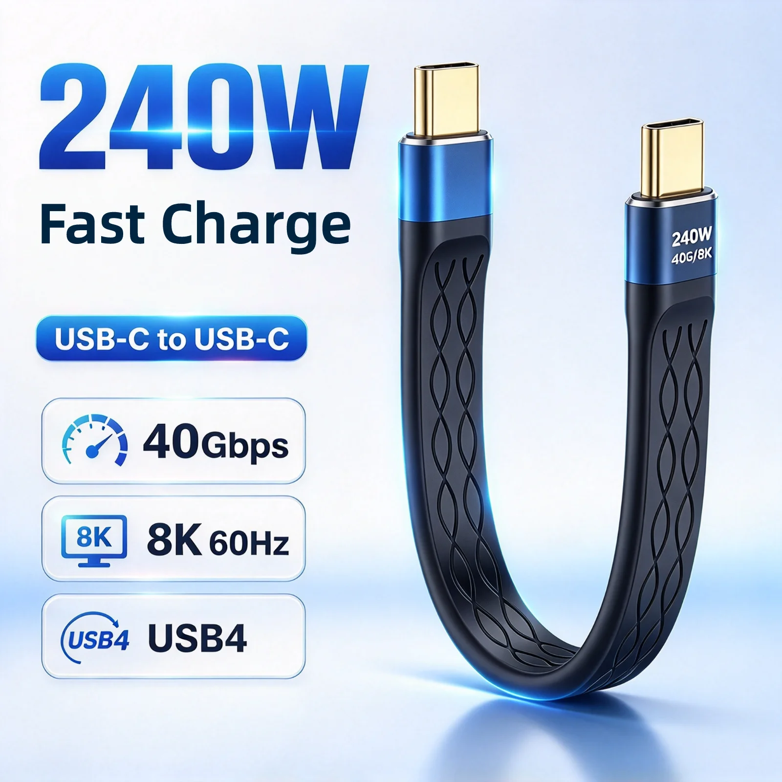 Short USB C Cable, 40Gbps USB4 Cable Compatible with Thunderbolt 4/3 Interface, USB C to USB C Cable Supports 8K Display
