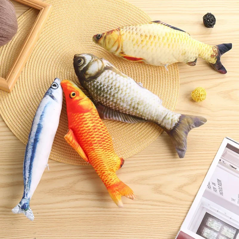 Hot sale of cat-teasing toys simulation fish tear-teasing cat chew plush toys fish cat supplies Pet supplies