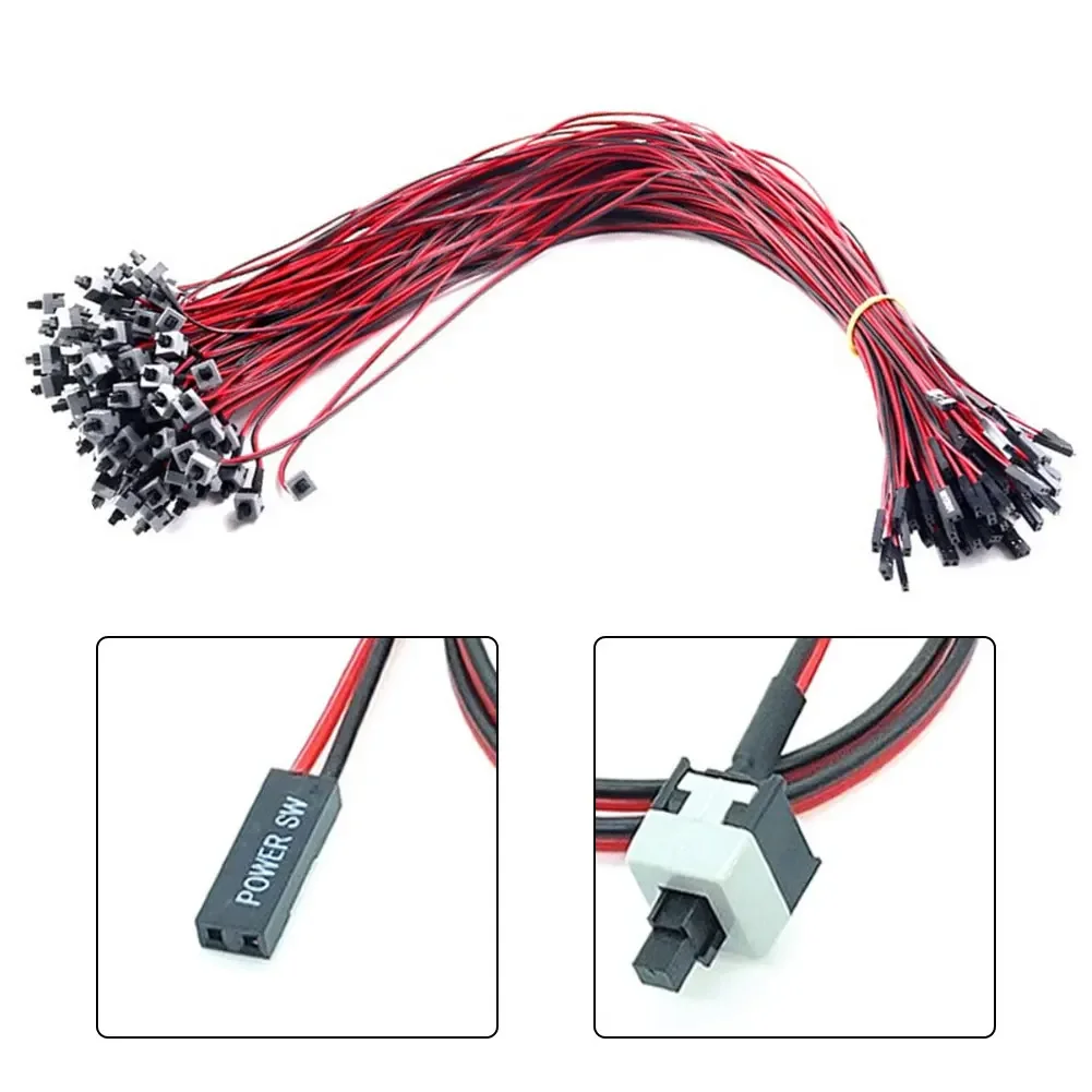 

50PCS Computer Power Reset Switch Cable with Red Black Color Scheme for Easy InstallatFor IOn IdentificatFor IOn