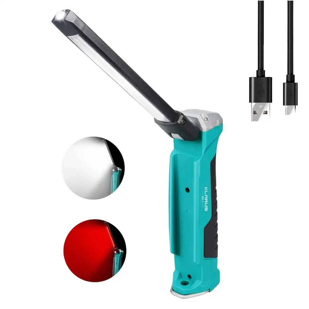

KLARUS WL1 LED 550 lumen Micro USB Rechargeable Work Light 180 Degress Rotate Foldable 7 Light Mode COB Flashlight