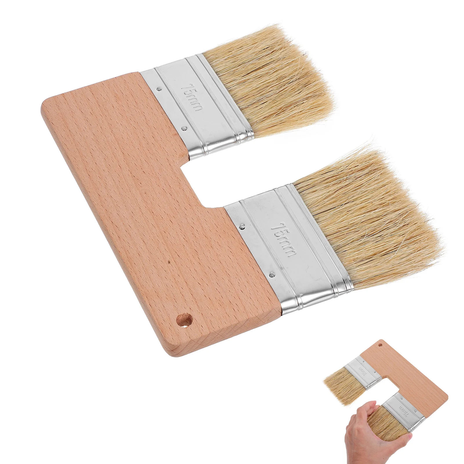 

U Shaped Painting Brush Double Head Natural Pig Bristle Art Flat Brushes For Oil Acrylic Paint Tools Double Color