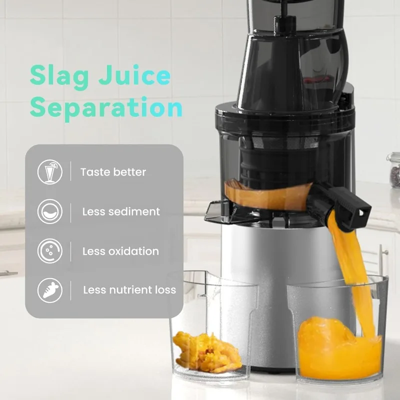 Masticating Juicer Machines, 3.5-inch (88mm) Powerful Slow Cold Press Juicer with Large Feed Chute