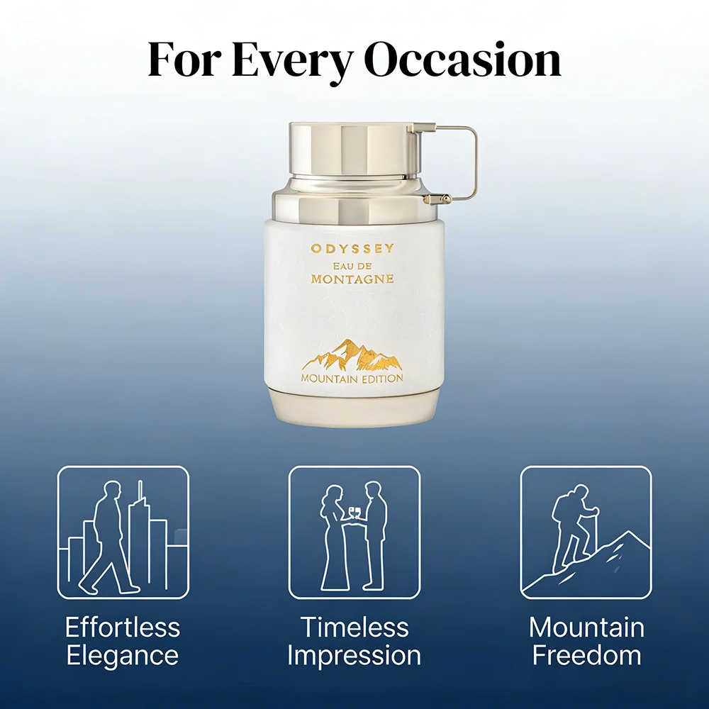 بخاخ Armaf Odyssey Eau De Montagne Mountain Edition EDP للجنسين - 3.4 أونصة فانيليا شرقية تدوم طويلاً