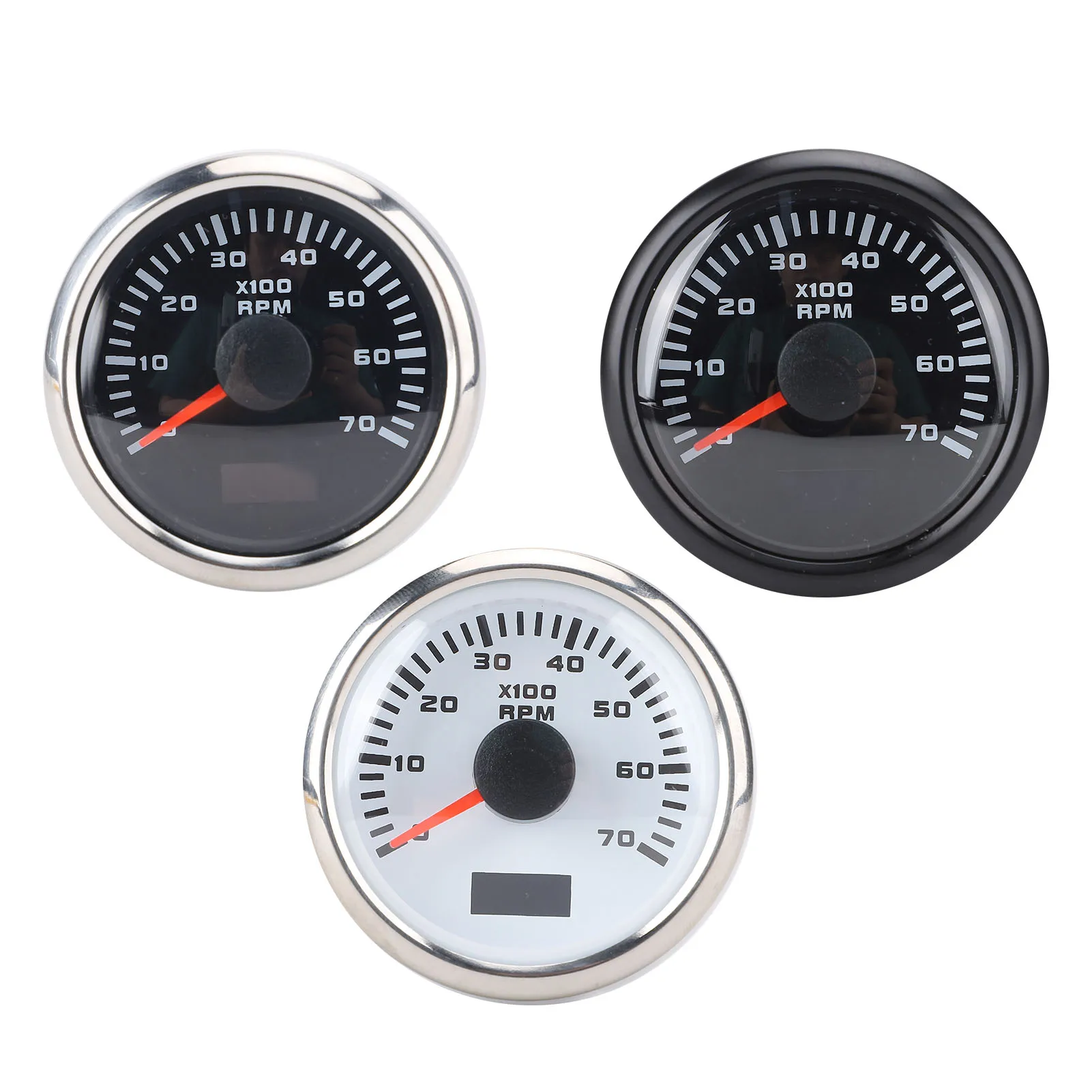 

52mm 7000RPM Tachometer with Hourmeter 7 Color Backlight DC 9-32V RPM Gauge for Truck Tractor Car RV Boat