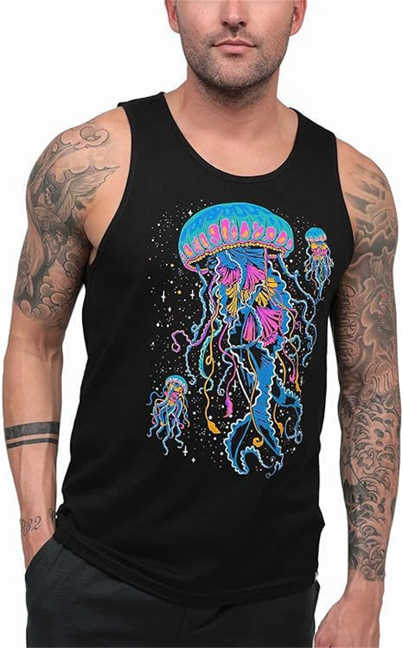 3D Black Graffiti Tank For Men\'s Summer Street Quick-dry Man Vest Sleeveless Round-Neck Plus Size Tops 6XL Sports Tank Tops