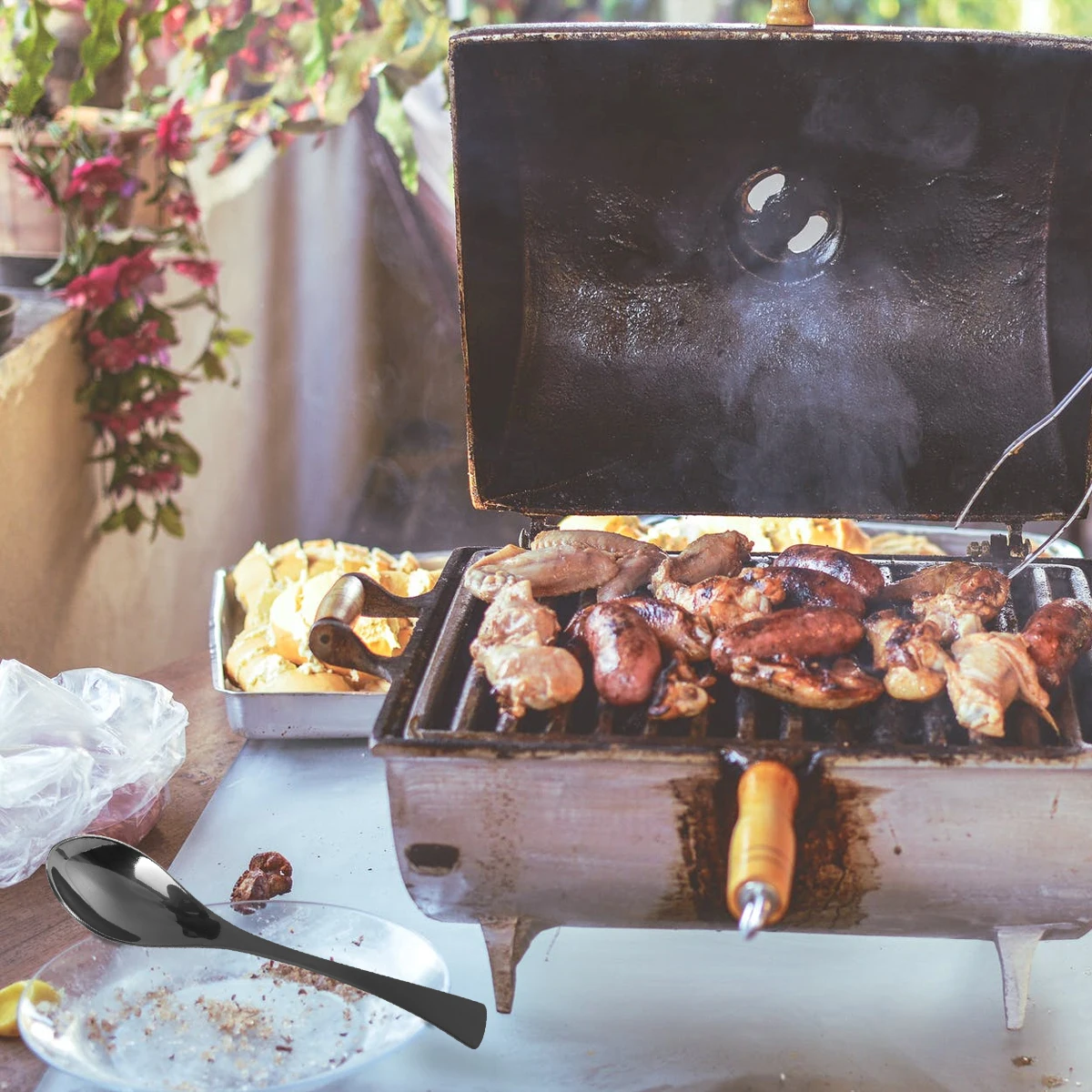 

Titanium Plated Black Stainless Steel Tableware Hotel Cutlery Metal Teaspoon Easy Clean Mirror Surface