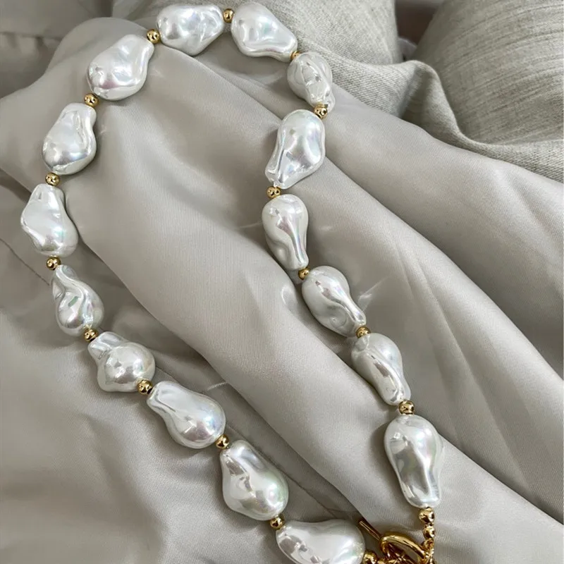 New Trendy Baroque Pearl Necklace for Women Charms Korean Temperament OT Choker Necklace 2023 Fashion Jewelry Gift
