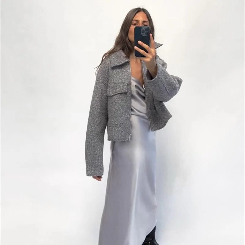 Autumn Winter Cropped Jacket for Women 2024 Short Luxury Coat Tweed Jacket Zip Crop Demi-season Jackets Ladies New in Outerwears