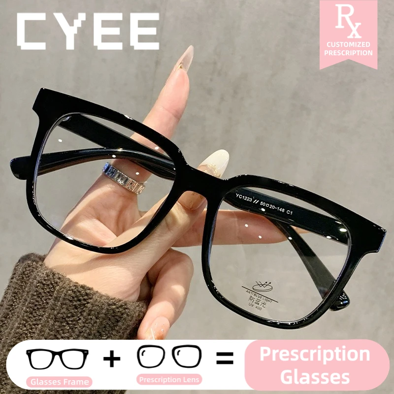CYEE Vintage Anti Blue Light Photochromic Myopia Eyeglasses Progressive Lenses Glasses Customized Prescription Optical Eyewear