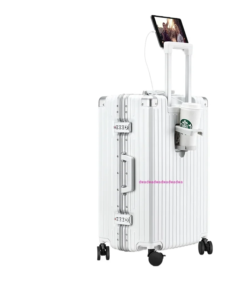 Multifunctional suitcase Aluminum frame trolley case Leather case Universal wheel New suitcase