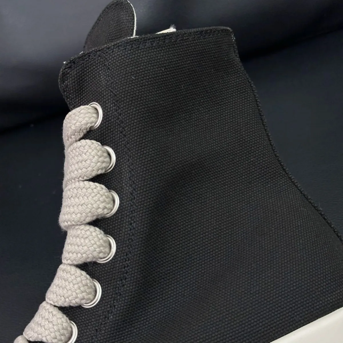 Black Canvas Shoe Men Boots Ro High Top Shoes Jumbo Laces Women Sneaker Casual Shoes Luxury Zipper Flat Shoes Ankle Boot