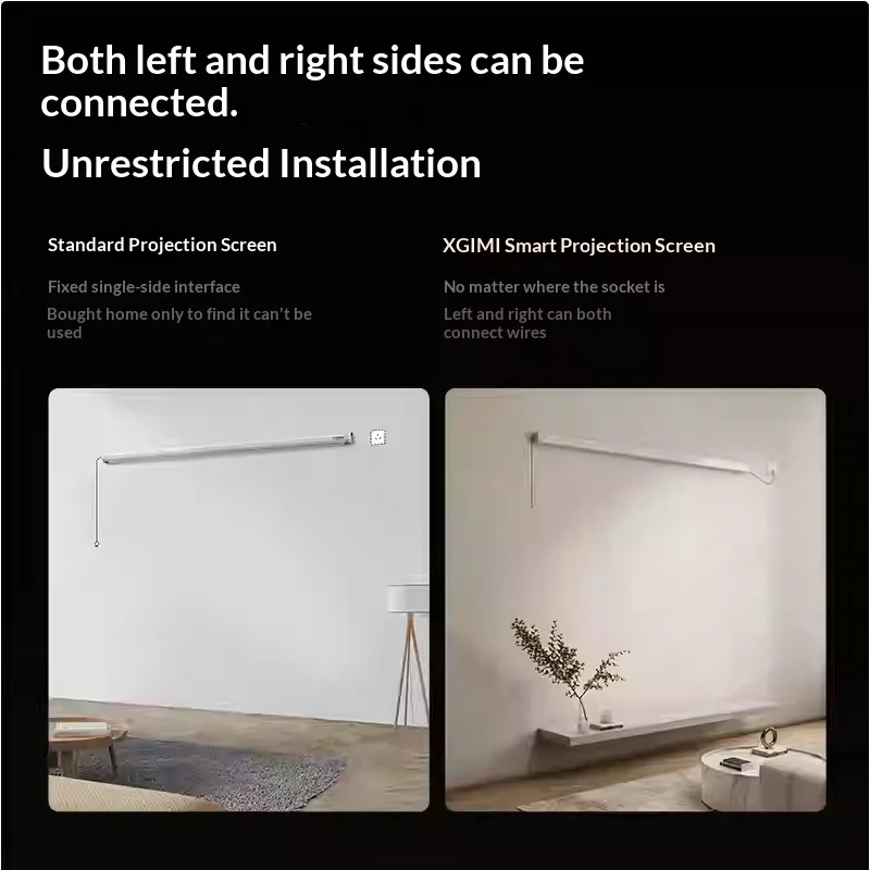 XGIMI 120 Inch Electric Projector Screen Hide Embedded Installation Projectors Screen 70cm Adjustable Curtain Length Living room