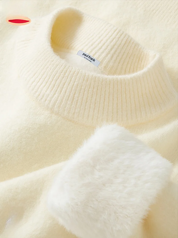 

Fce Lined Knitwear Winter Warm Base Layer Top Men Women Lazy Sle Big Mouth Monkey aphic Crew Ne Sweater